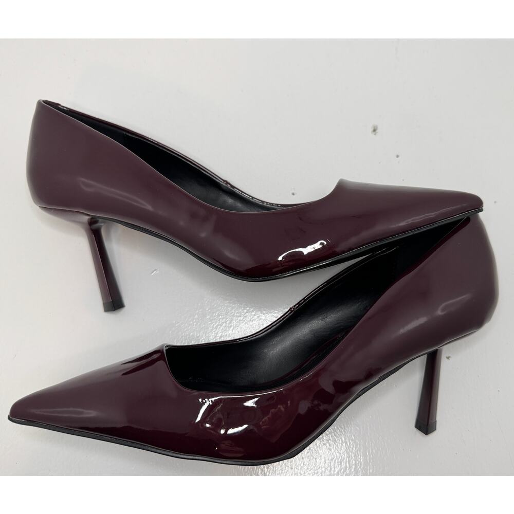 Madden Girl Brynnn Vamp Patent Pumps Pointed Toe Heels burgundy merlot SZ 8 - Picture 7 of 16